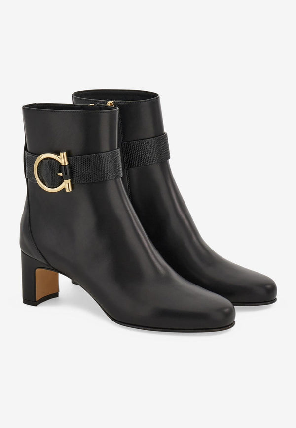 Ferragamo Jamie 55 Leather Ankle Boots 01J229 JAMIE 55 779836 NERO