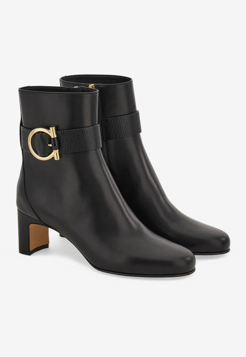 Ferragamo Jamie 55 Leather Ankle Boots 01J229 JAMIE 55 779836 NERO