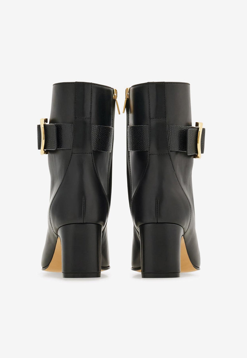 Ferragamo Jamie 55 Leather Ankle Boots 01J229 JAMIE 55 779836 NERO