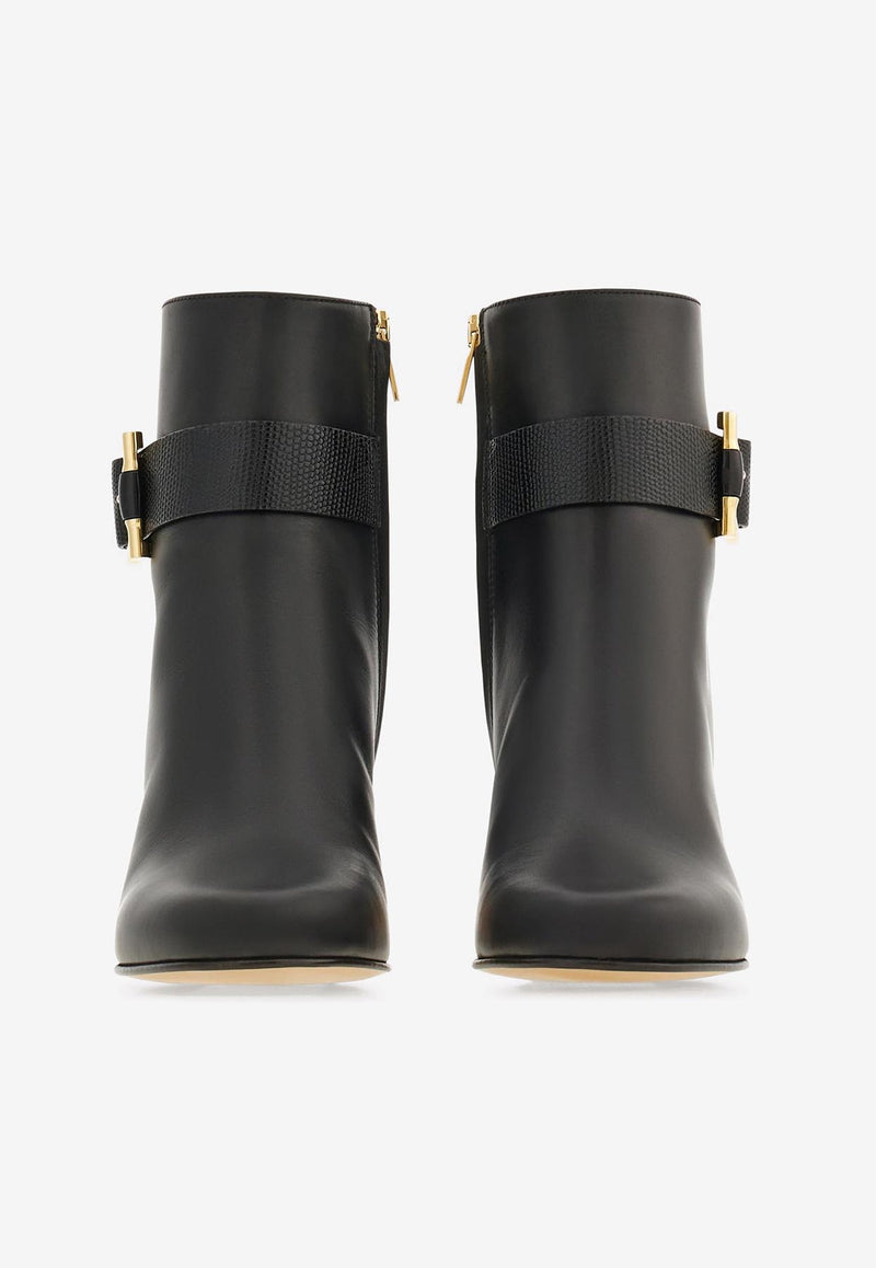 Ferragamo Jamie 55 Leather Ankle Boots 01J229 JAMIE 55 779836 NERO