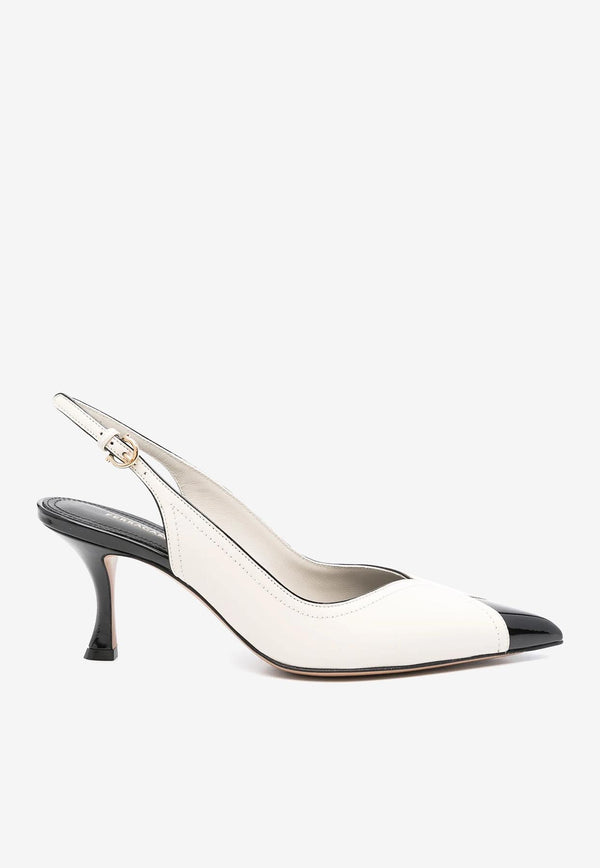 Ferragamo Egna 70 Leather Slingback Pumps 01J364 EGNA 70 779808 MASCARPONE