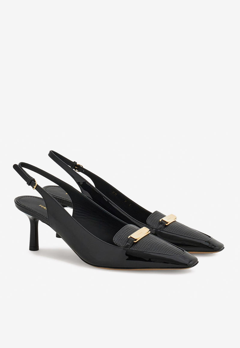 Ferragamo Dilli 55 Vara Buckle Slingback Pumps 01J471 DILLI 55 779549 NERO