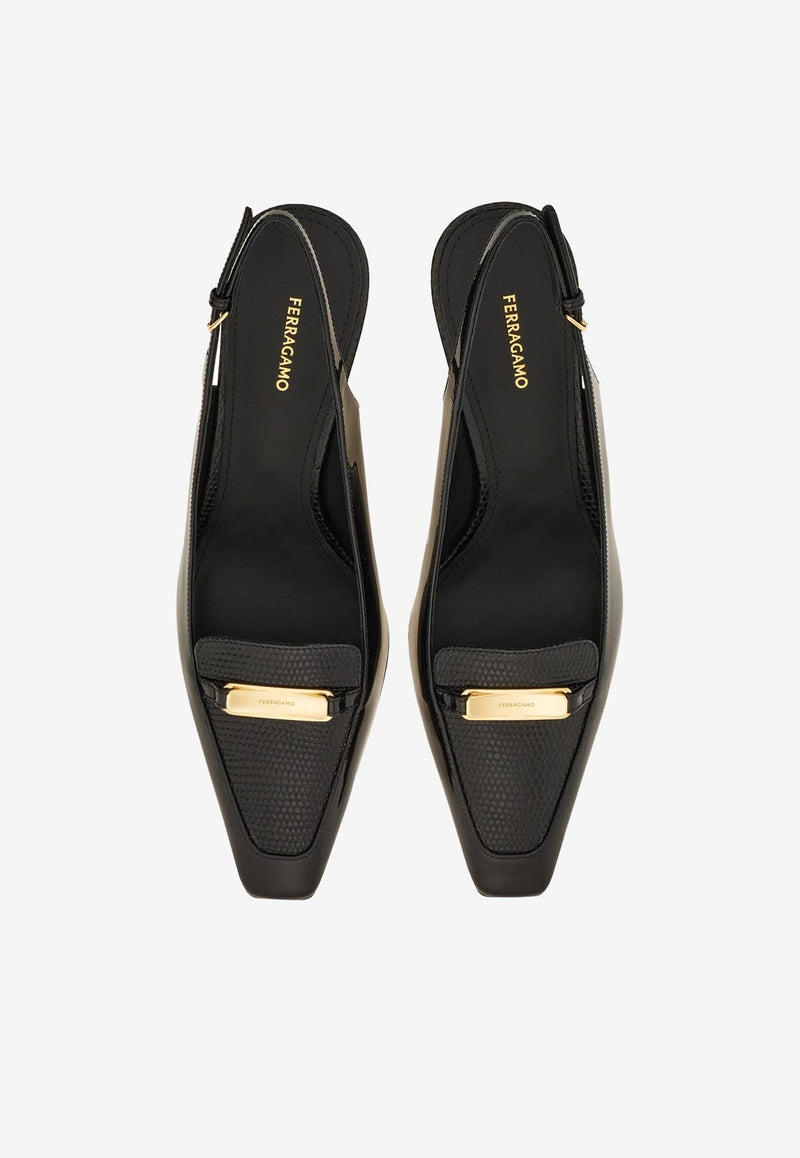 Ferragamo Dilli 55 Vara Buckle Slingback Pumps 01J471 DILLI 55 779549 NERO