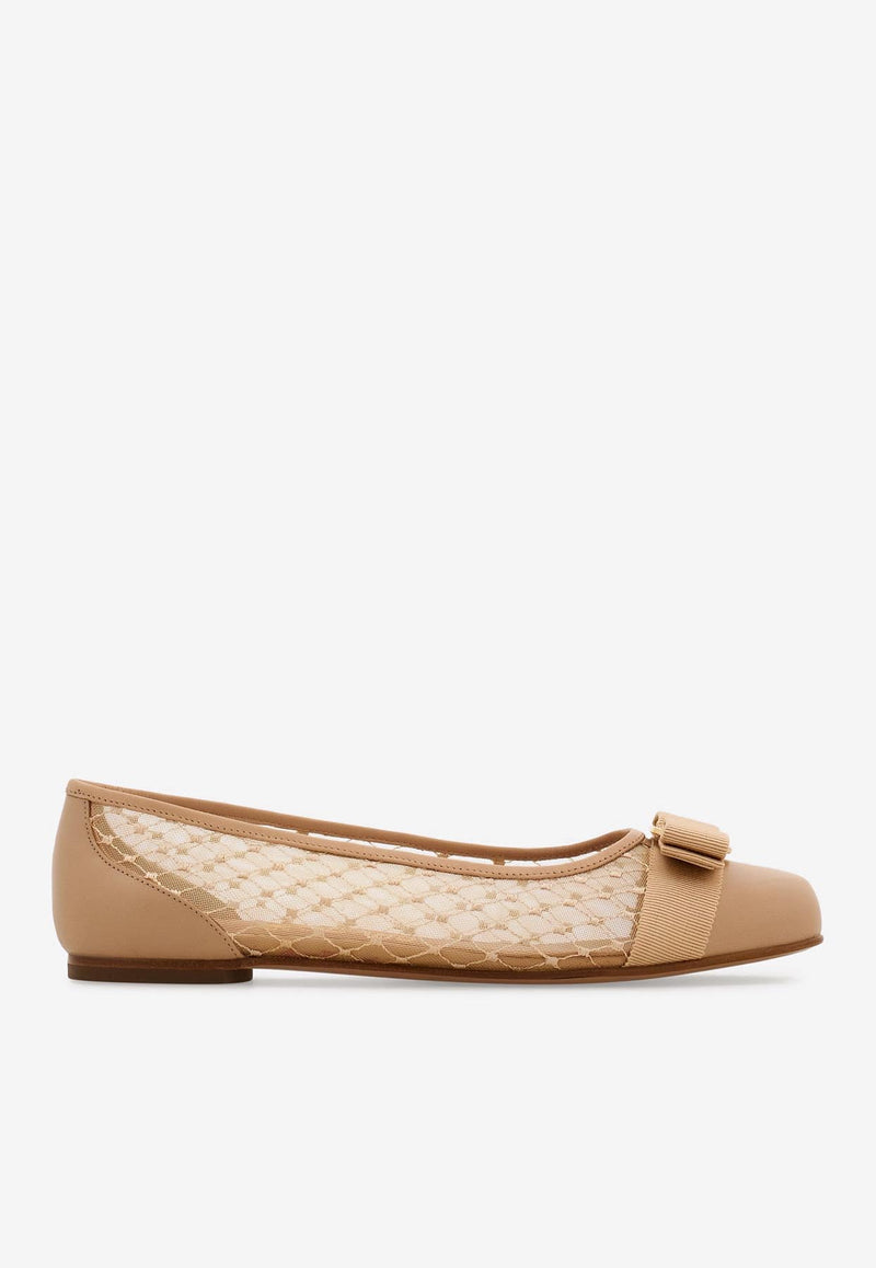 Ferragamo Varina Mesh Ballet Flats 01J563 VARINA MESH 779580 NUDE