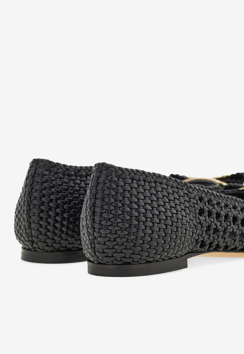 Ferragamo Zea Vara Plate Ballet Flats 01J648 ZEA WG 779680 NERO