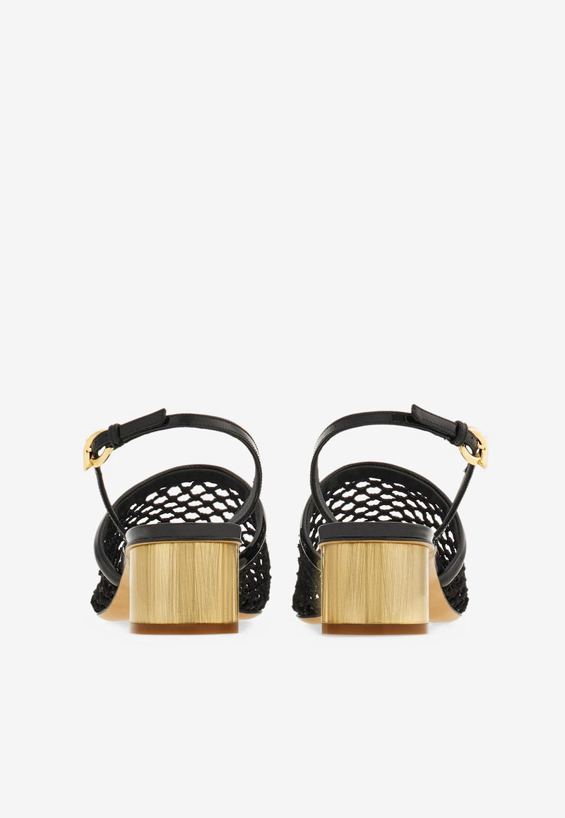 Ferragamo Kay 40 Slingback Net Sandals 01J672 KAY 40 781163 NERO