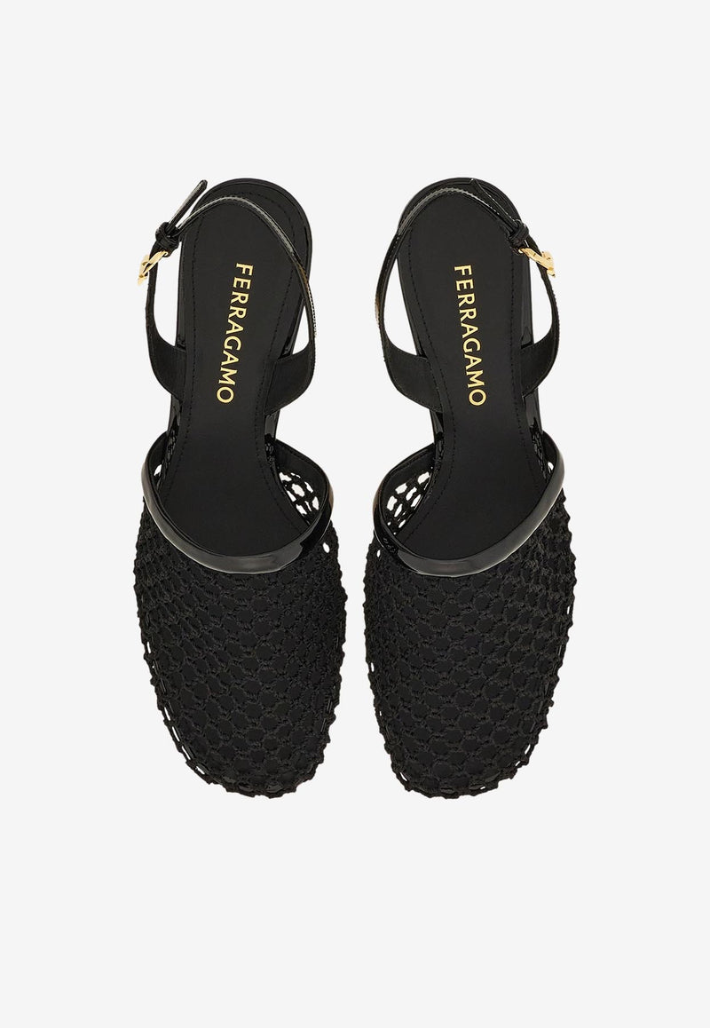 Ferragamo Kay 40 Slingback Net Sandals 01J672 KAY 40 781163 NERO