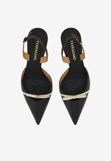 Ferragamo Gylla 70 Slingback Leather Pumps 01J694 GYLLA 70 781090 NERO