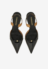 Ferragamo Gylla 70 Slingback Leather Pumps 01J694 GYLLA 70 781105 NERO