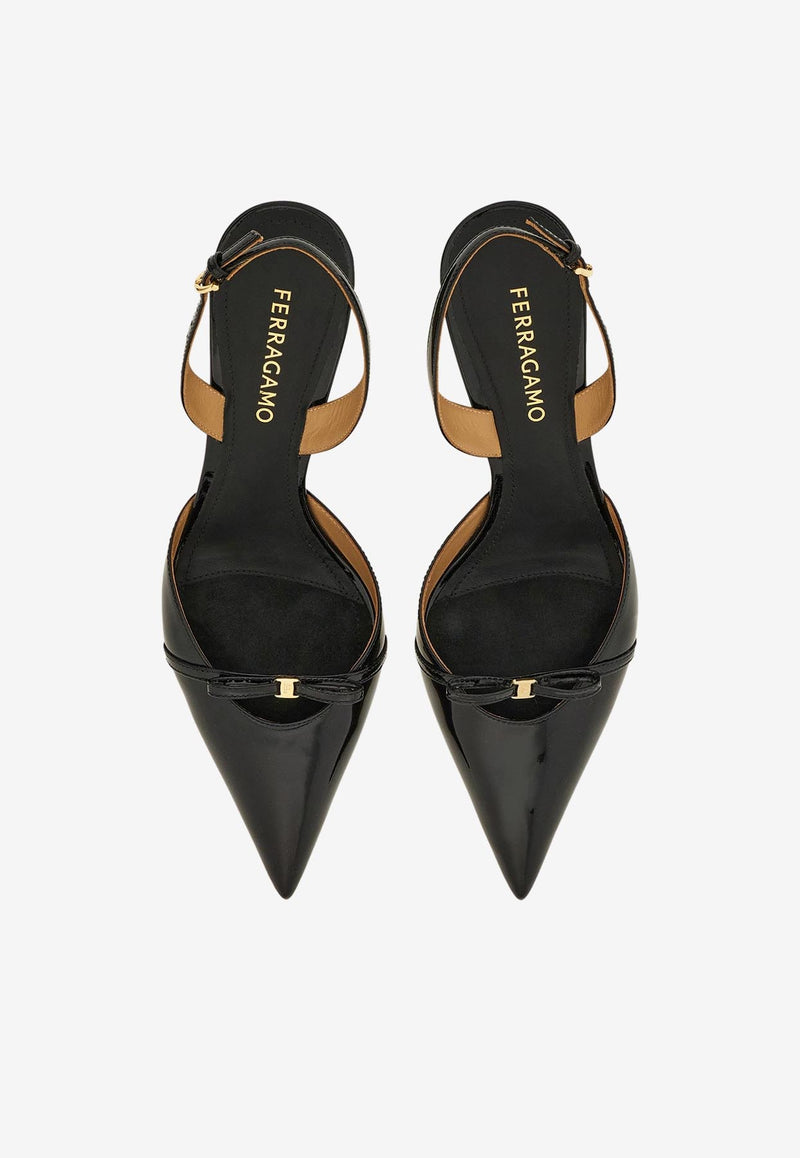 Ferragamo Gylla 70 Slingback Leather Pumps 01J694 GYLLA 70 781105 NERO