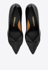 Ferragamo Gwen 70 Soft Bow Nappa Leather Pumps Black 01K026 GWEN 70 786929 NERO