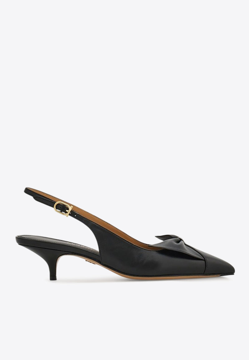Ferragamo Felli 40 Soft Bow Slingback Pumps Black 01K027 FELLI 40 784994 BLACK