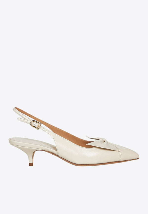 Ferragamo 40 Soft Bow Slingback Pumps Ivory 01K027 FELLI 40 784995 JET STREAM