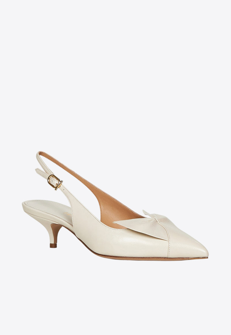 Ferragamo 40 Soft Bow Slingback Pumps Ivory 01K027 FELLI 40 784995 JET STREAM