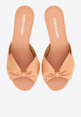 Ferragamo Bulma 45 Calf Leather Bow Sandals Pink 01K210 BULMA 45 782653 DUSTY PINK