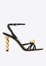 Ferragamo Karina 95 Spherical Heel Leather Sandals Black 01K335 KARINA 95 784907 NERO