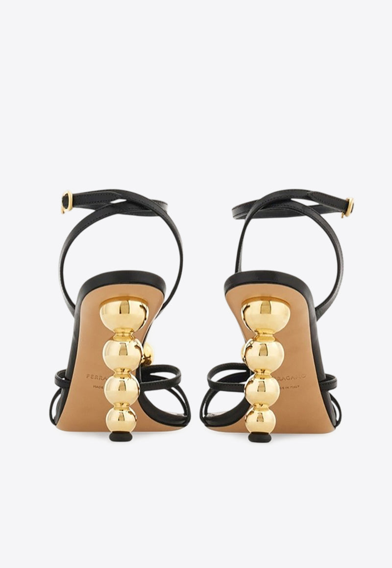 Ferragamo Karina 95 Spherical Heel Leather Sandals Black 01K335 KARINA 95 784907 NERO