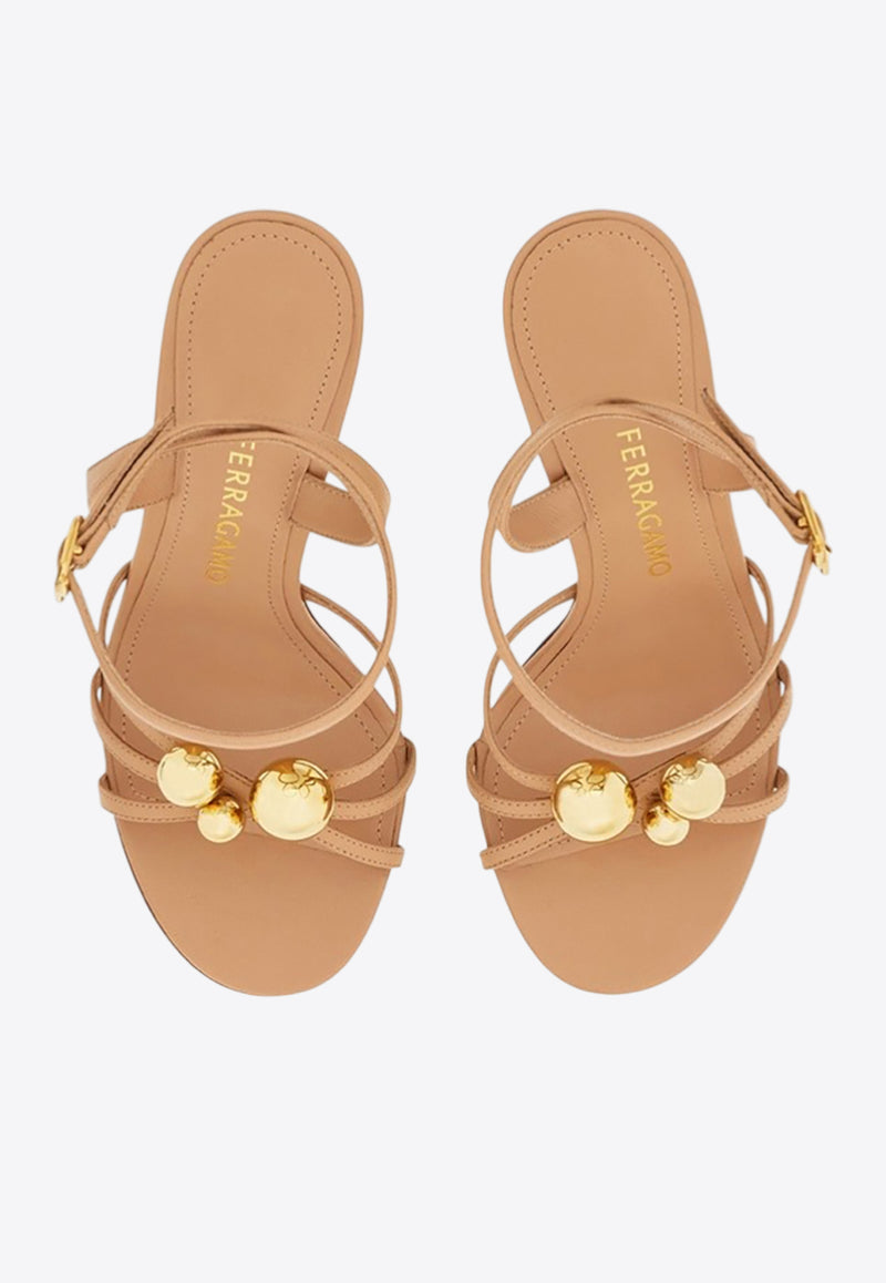 Ferragamo Karina 95 Spherical Heel Leather Sandals Beige 01K335 KARINA 95 784908 AMARETTI