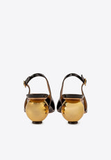 Ferragamo Tessie 70 Spherical Heel Leather Slingback Pumps Black 01K443 TESSIE 70 784879 NERO