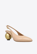Ferragamo Tessie 70 Spherical Heel Leather Slingback Pumps Beige 01K443 TESSIE 70 784880 AMARETTI
