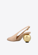 Ferragamo Tessie 70 Spherical Heel Leather Slingback Pumps Beige 01K443 TESSIE 70 784880 AMARETTI