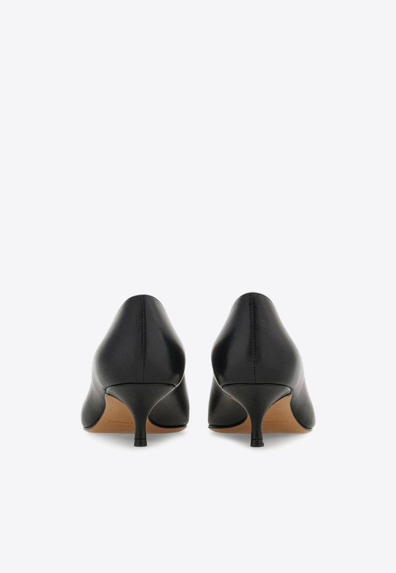 Ferragamo Lara 40 Gancini Leather Pumps Black 01K451 LARA 40 784793 NERO