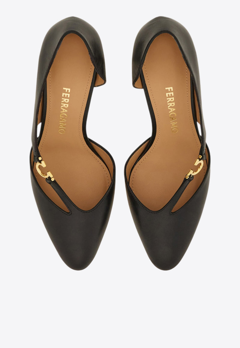 Ferragamo Moreen 70 Gancini Leather Pumps Black 01K454 MOREEN 70 784929 NERO