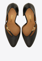 Ferragamo Moreen 95 Gancini Leather Pumps Black 01K456 MOREEN 95 784934 NERO