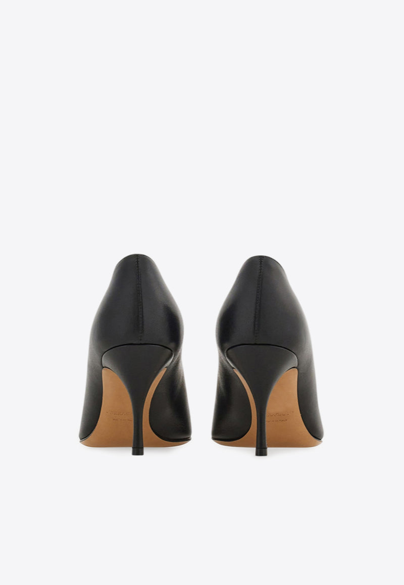 Ferragamo Lara 70 Gancini Leather Pumps Black 01K468 LARA 70 784818 NERO