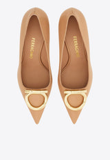 Ferragamo Lara 70 Gancini Leather Pumps Beige 01K468 LARA 70 784820 AMARETTI