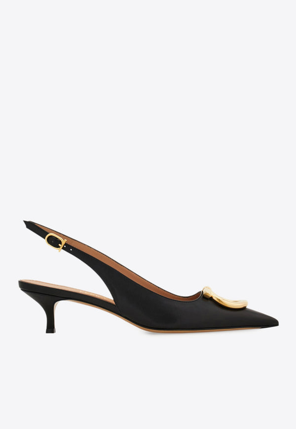 Ferragamo Sara 40 Maxi Gancini Slingback Pumps Black 01K497 SARA 40 784806 NERO