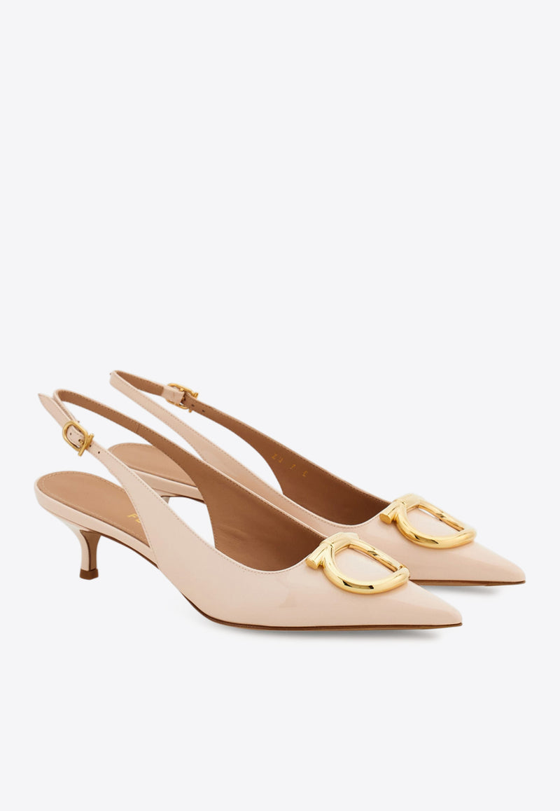 Ferragamo Sara 40 Maxi Gancini Slingback Pumps Pink 01K497 SARA 40 784833 BALLET