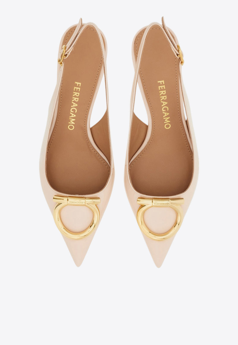 Ferragamo Sara 40 Maxi Gancini Slingback Pumps Pink 01K497 SARA 40 784833 BALLET