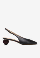 Ferragamo Tessie 40 Spherical Heel Leather Slingback Pumps Black 01K514 TESSIE 40 1 784884 NERO