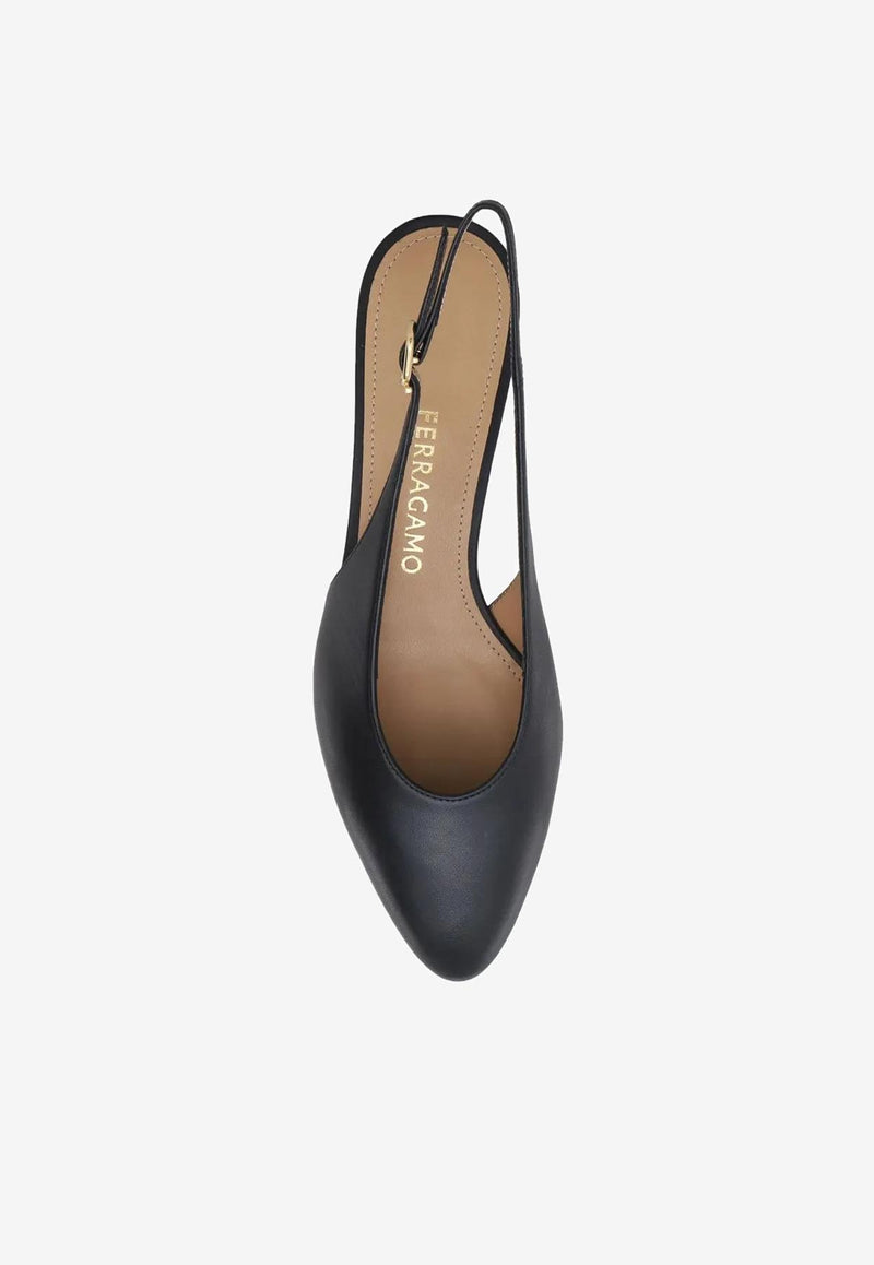 Ferragamo Tessie 40 Spherical Heel Leather Slingback Pumps Black 01K514 TESSIE 40 1 784884 NERO