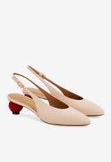 Ferragamo Tessie 40 Spherical Heel Leather Slingback Pumps Pink 01K514 TESSIE 40 1 784885 BALLET