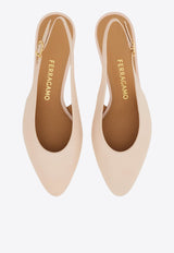 Ferragamo Tessie 40 Spherical Heel Leather Slingback Pumps Pink 01K514 TESSIE 40 1 784885 BALLET