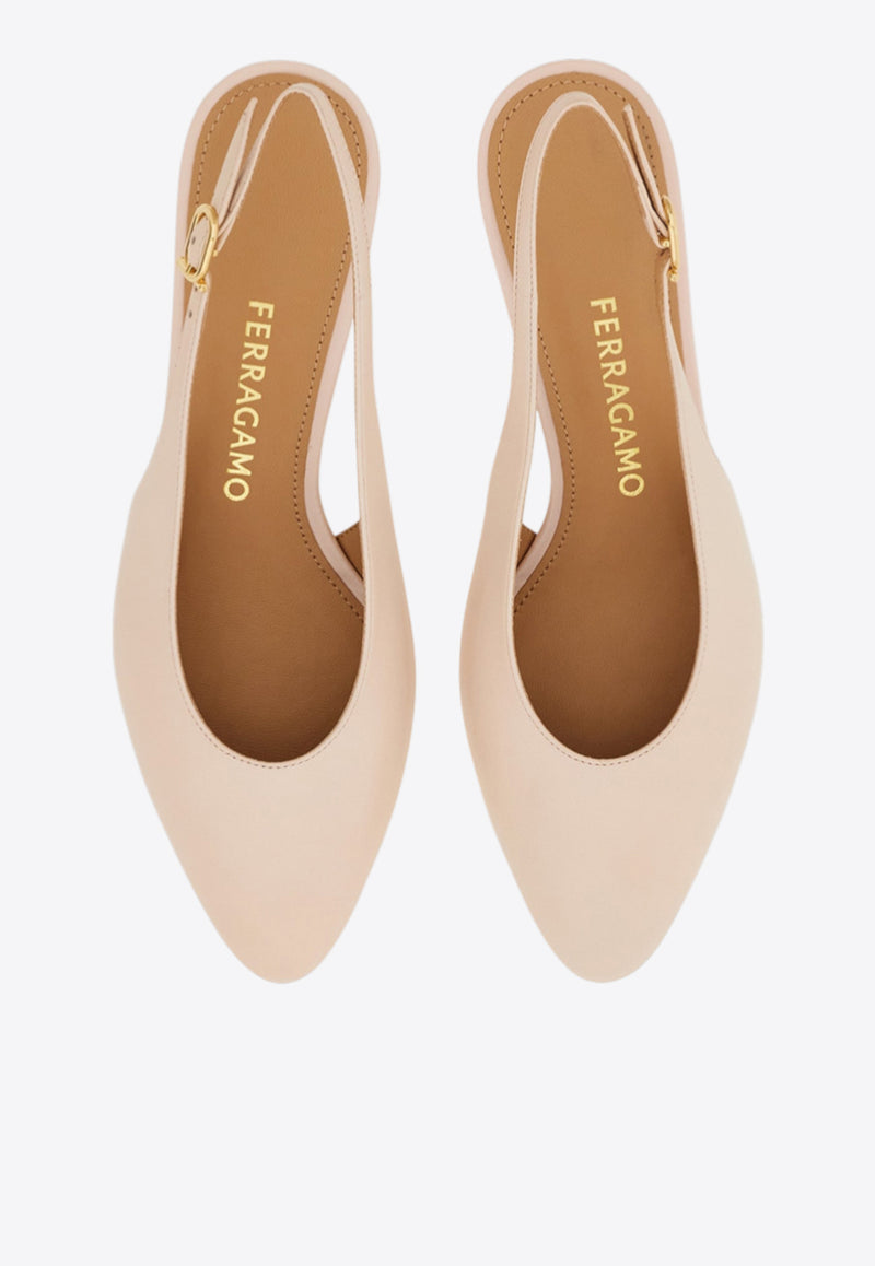 Ferragamo Tessie 40 Spherical Heel Leather Slingback Pumps Pink 01K514 TESSIE 40 1 784885 BALLET