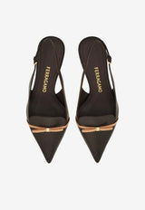 Ferragamo Giusina 40 Slingback Pumps with Mini Bow Dark Brown 01K799 GIUSINA 790582 T MORO