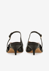 Ferragamo Giusina 40 Slingback Pumps with Mini Bow Dark Brown 01K799 GIUSINA 790582 T MORO