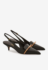 Ferragamo Giusina 40 Slingback Pumps with Mini Bow Dark Brown 01K799 GIUSINA 790582 T MORO