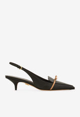Ferragamo Giusina 40 Slingback Pumps with Mini Bow Dark Brown 01K799 GIUSINA 790582 T MORO