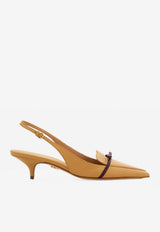 Ferragamo Giusina 40 Slingback Pumps with Mini Bow Camel 01K799 GIUSINA 790584 LIGHT CAMEL