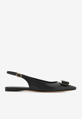 Ferragamo Zelmy Vara Plate Slingback Flats Black 01K914 ZELMY 790605 NERO