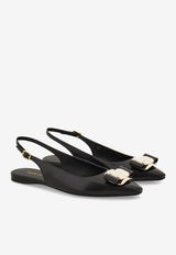 Ferragamo Zelmy Vara Plate Slingback Flats Black 01K914 ZELMY 790605 NERO
