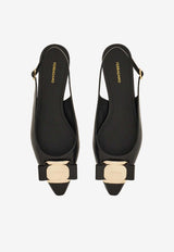 Ferragamo Zelmy Vara Plate Slingback Flats Black 01K914 ZELMY 790605 NERO