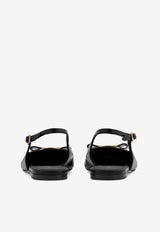 Ferragamo Zelmy Vara Plate Slingback Flats Black 01K914 ZELMY 790605 NERO