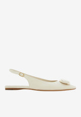 Ferragamo Zelmy Vara Plate Slingback Flats Cream 01K914 ZELMY 790607 MASCARPONE
