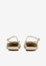 Ferragamo Zelmy Vara Plate Slingback Flats Cream 01K914 ZELMY 790607 MASCARPONE