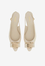 Ferragamo Zelmy Vara Plate Slingback Flats Cream 01K914 ZELMY 790607 MASCARPONE